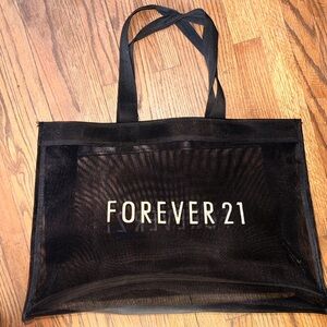 Forever 21 Black Mesh Logo Tote